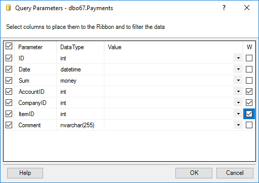 Choose SELECT and WHERE fields