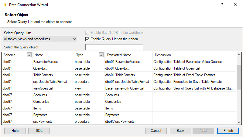 Sample of the customized Connection Wizard