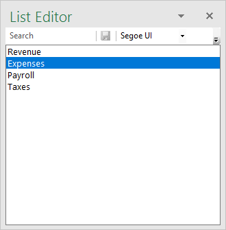 Sample of the List Editor
