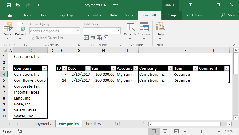 Sample of master-details in Microsoft Excel