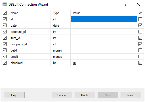 DBEdit Connection Wizard - Select Where Fields