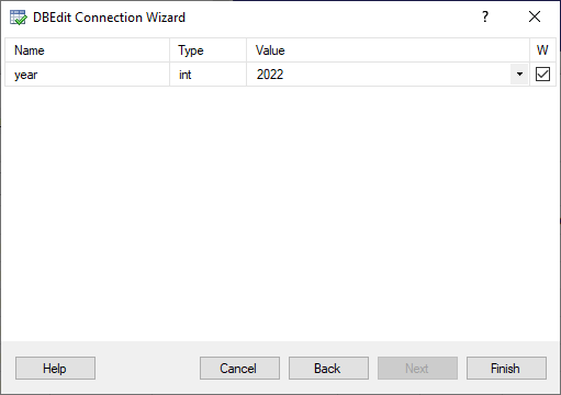DBEdit Connection Wizard - Edit Parameters