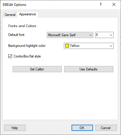 DBEdit Dialog Boxes - Appearance Options