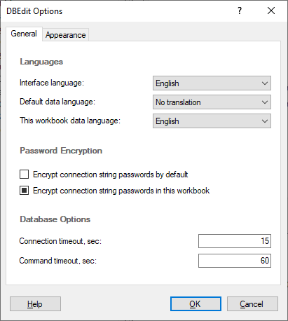 DBEdit Dialog Boxes - Options