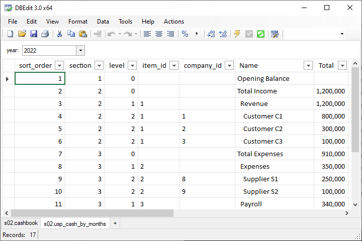 DBEdit - New Workbook - Procedure Sample