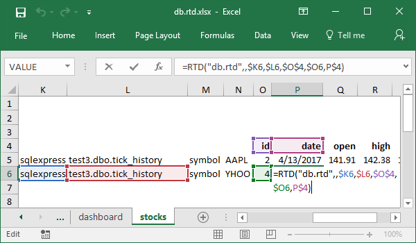 Date formula example for stock tick prices