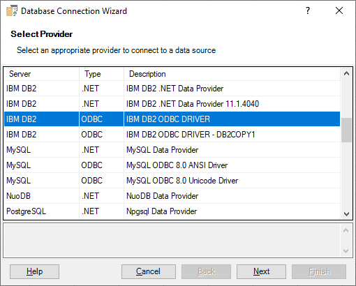 Connecting Excel to IBM DB2 - Selecting Provider