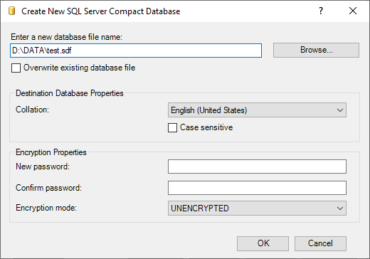Creating SQL Server Compact Database