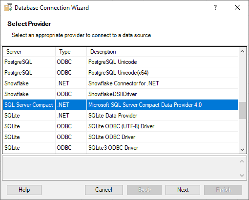 Connecting Excel to SQL Server Compact Database - Selecting Provider