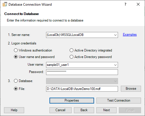 Connecting Excel to SQL Server Express LocalDB File Database
