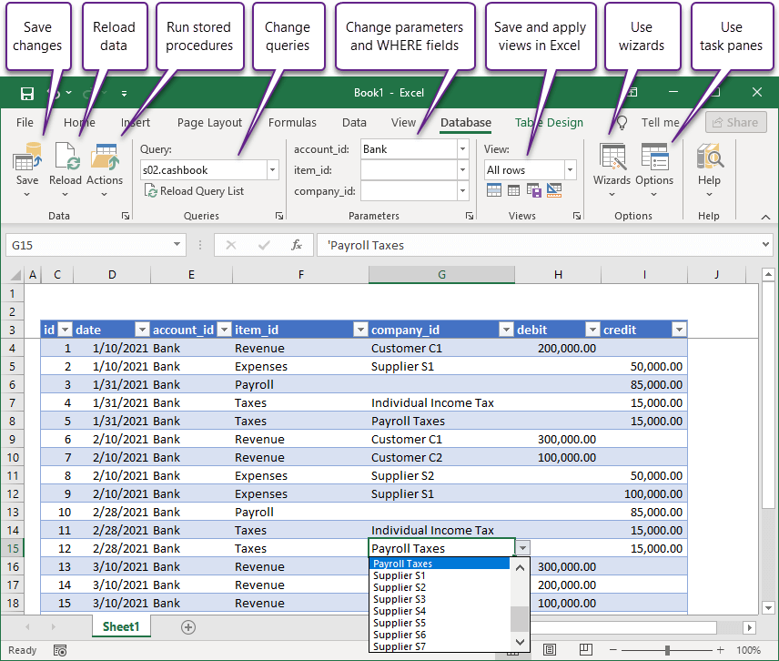 SaveToDB Add-In for Users - Load Data and Save Changes