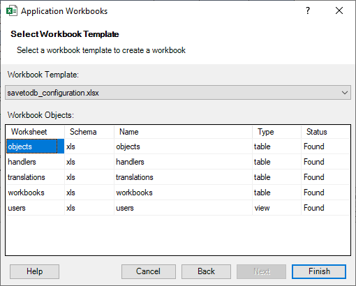 Application Workbooks Wizard - Selecting Workbook