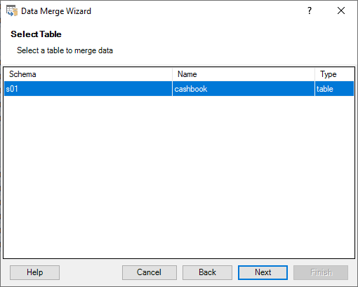 Data Merge Wizard - Selecting Target Table