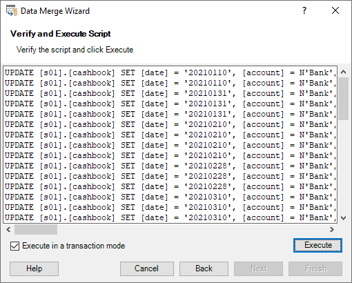 Data Merge Wizard - Script to Execute