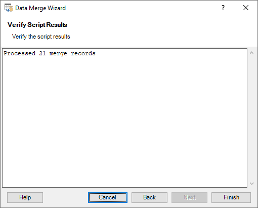 Data Merge Wizard - Script Results